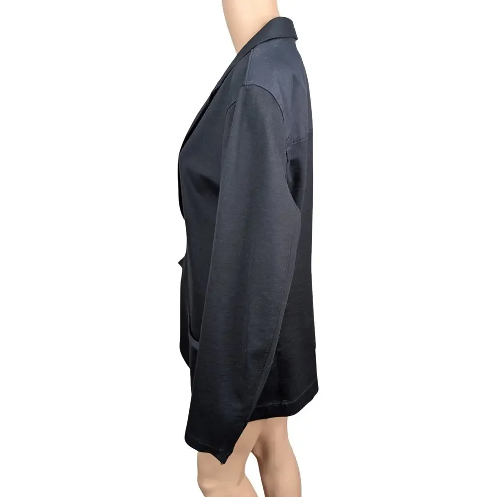 Gap Men L Ponte Stretch Knit Blazer Jacket NWOT Black 2 Button Zip Cuffs Casual